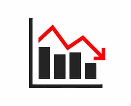 Line graph with declining trend over time