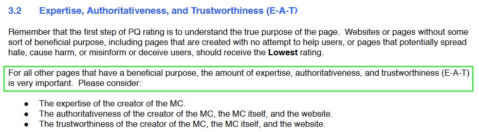 Google EAT Scoring, Expertise, Authoritativeness, Trustworthiness, E-A-T Score