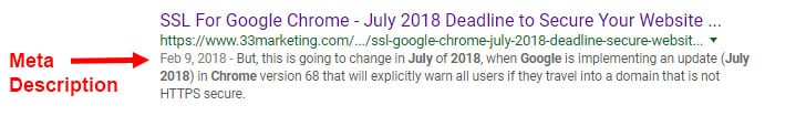 Meta Description in Google SERP