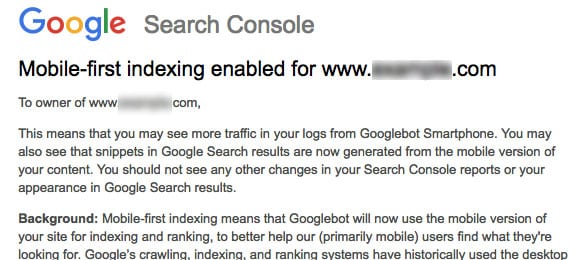 Google mobile first indexing