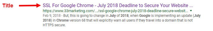 Title Tag in Google SERP