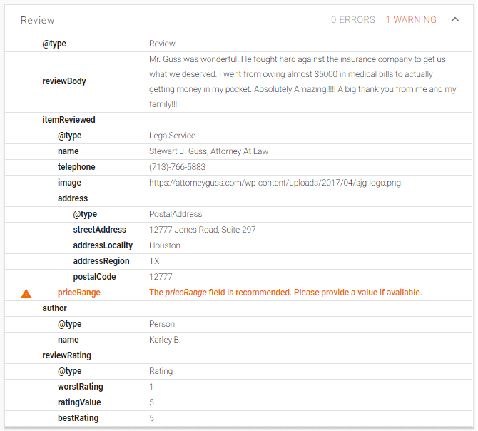 Review Schema Markup Example