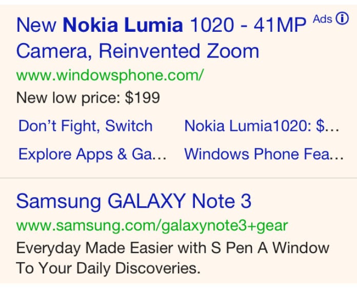 Google ads section highlighted in yellow