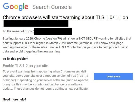 Update from Google about Chrome & TLS warnings