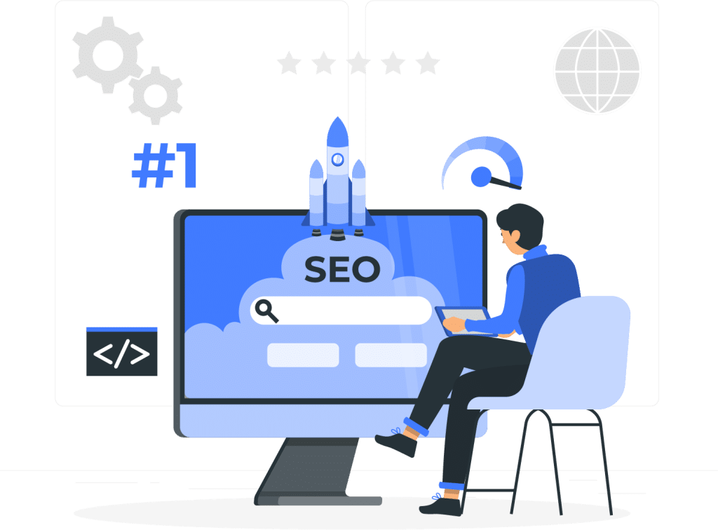 Person searching for SEO