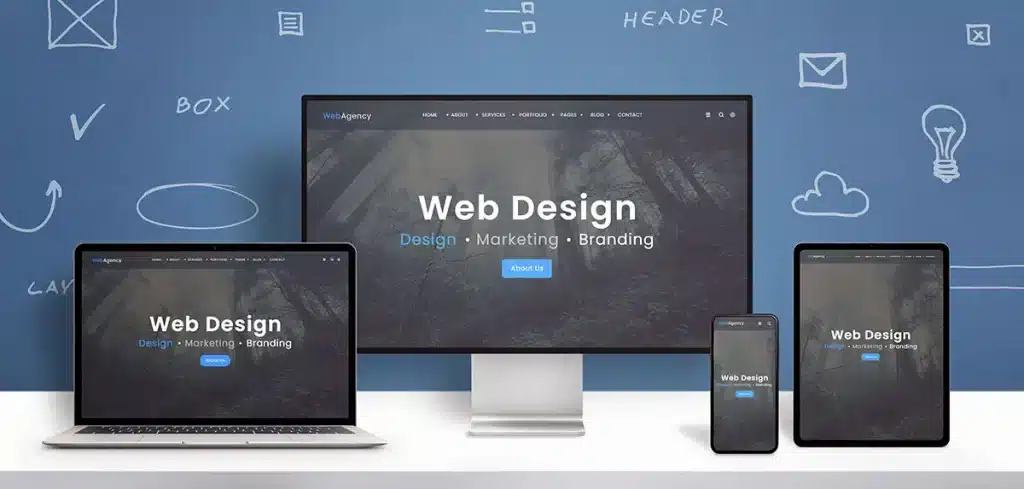 web deisgn on a computer and movbile devices