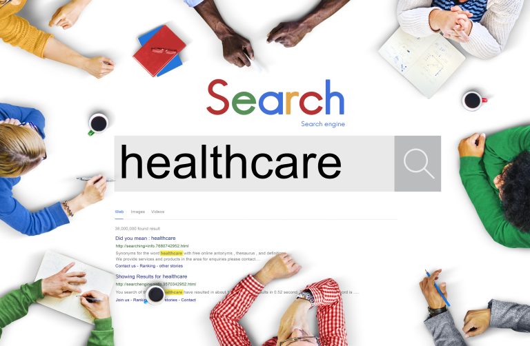 search bar that shows search for healthcare